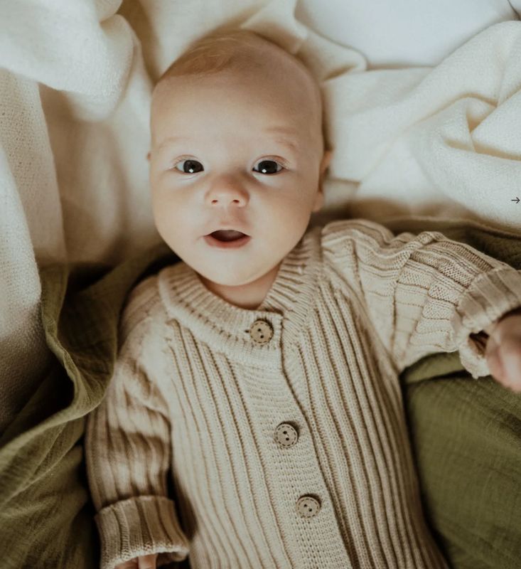 Honey Oat Knit Romper 0-3m