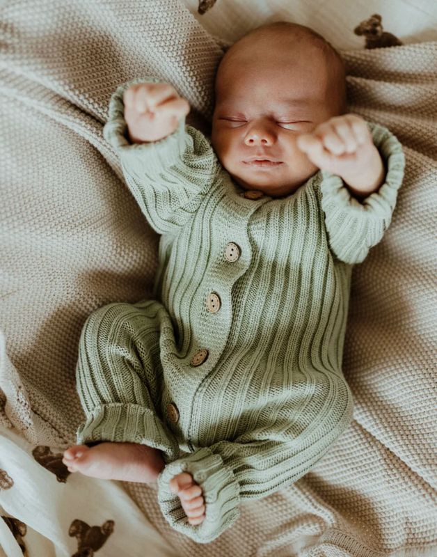 Sage Knit Romper 0-3m