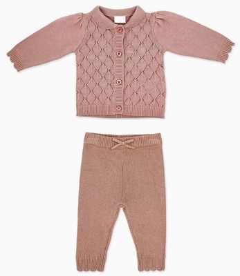 Knit Cardigan Set Pink