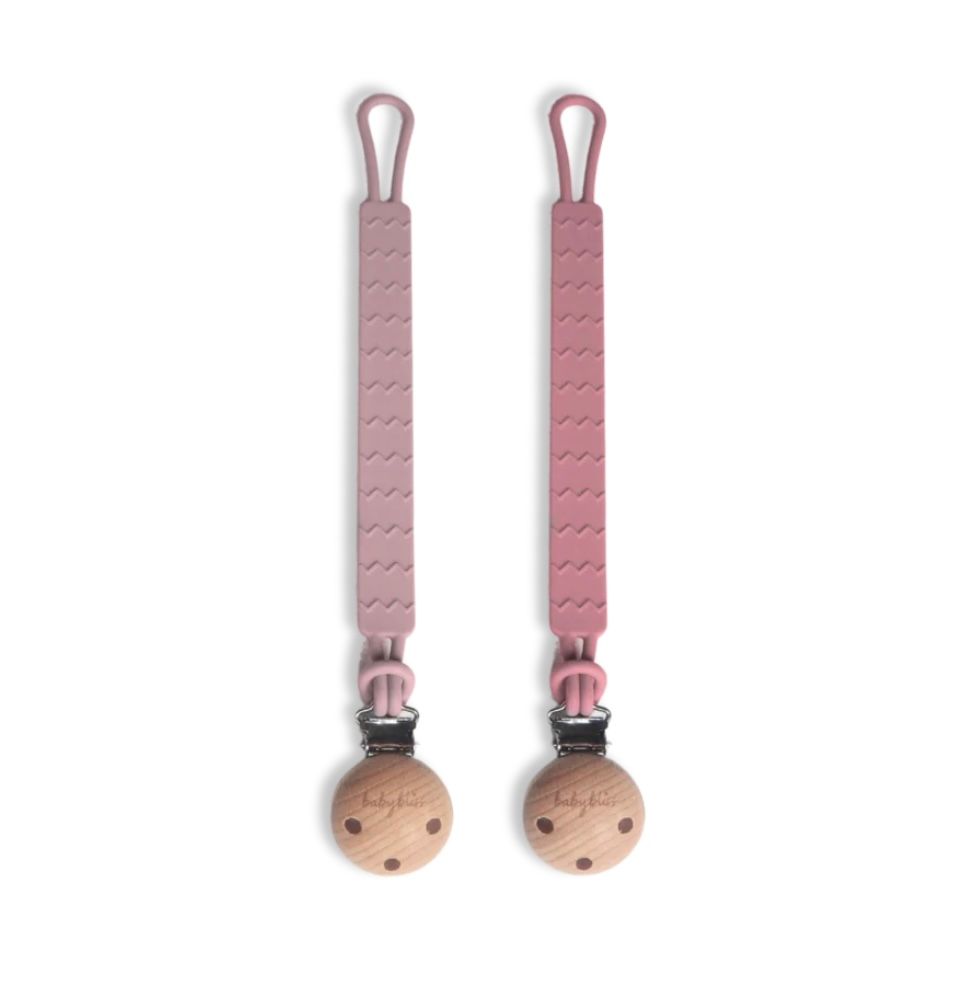 Pacifier Clip, Colour: Dusty Rose &amp; Dusty Pink