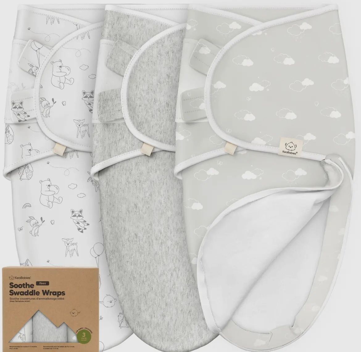 3pk Zippy Swaddles, Colour: Aspire