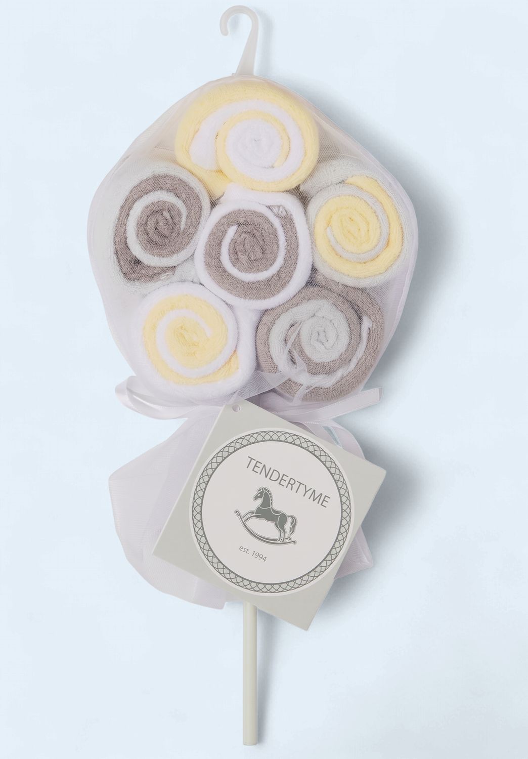 12 Pc Washcloth Lollipop, Colour: Yellow