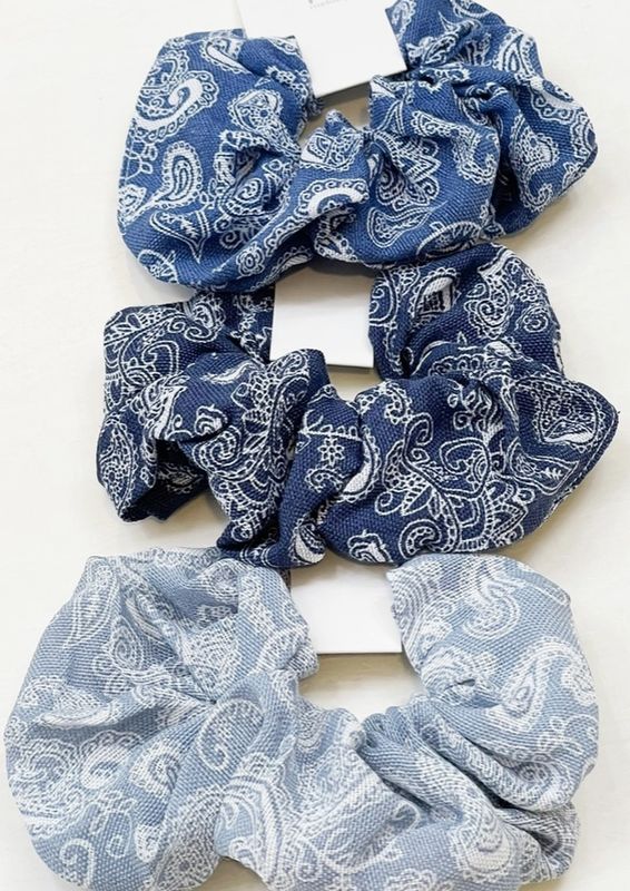 Paisley Blue Scrunchies