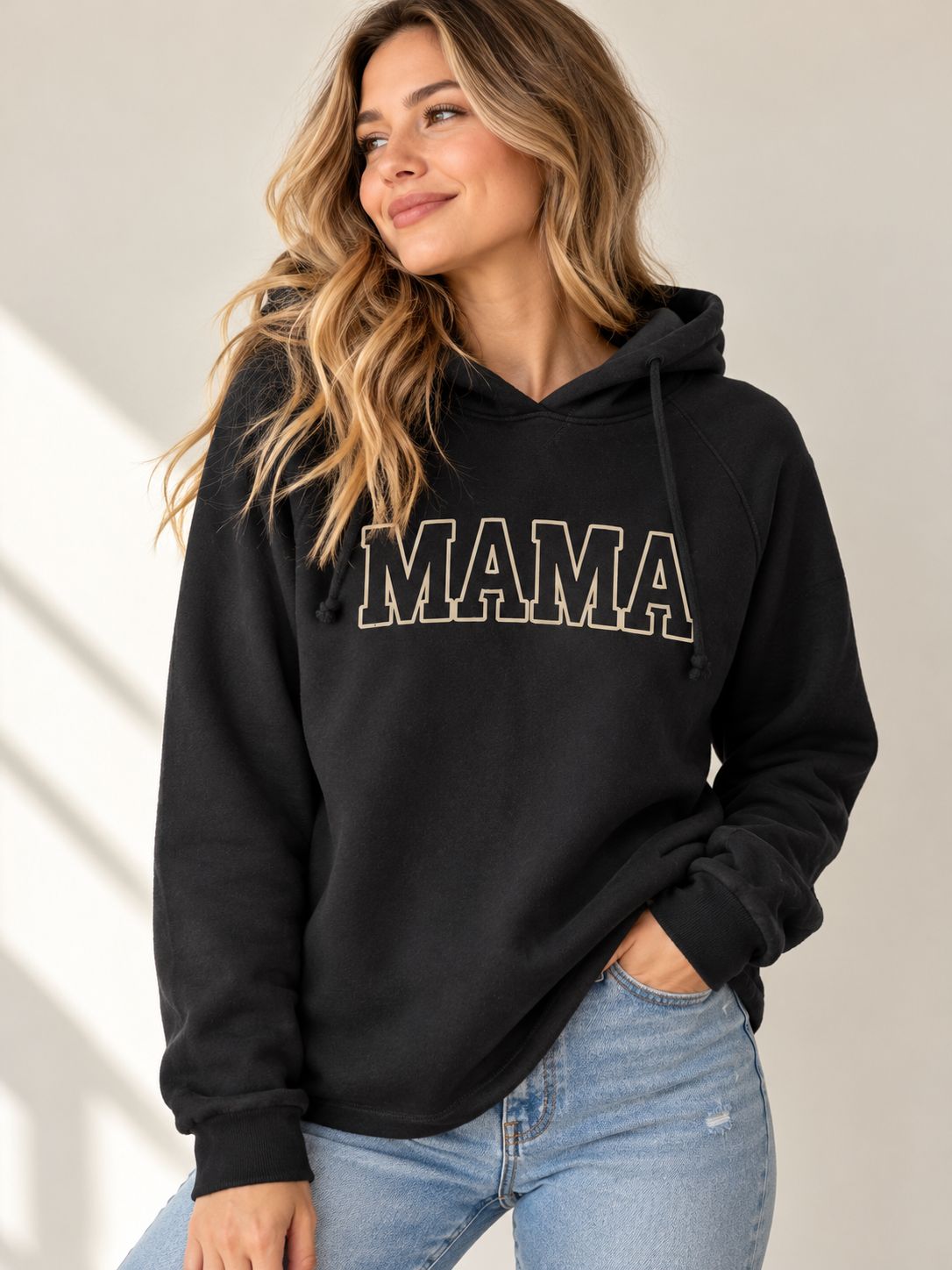 Black MAMA Hooded Sweater