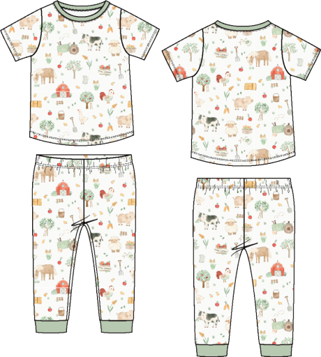 Cute Farm Animals 2pc PJ set, Size: 18-24M
