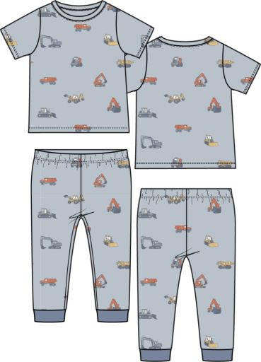 Construction Vehicles 2pc PJ Set, Size: 18-24M