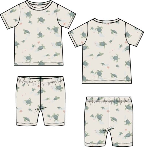 Sea Turtles 2pc PJ Set, Size: 18-24M