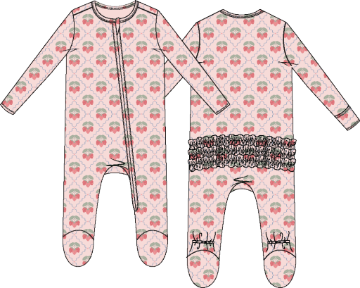 Sweet Strawberries Ruffle Footie, Size: NB