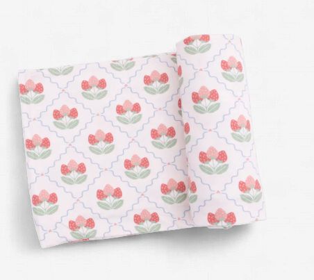 Sweet Strawberries Swaddle Blanket