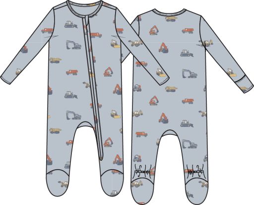 Construction Vehicles Footie, Size: NB