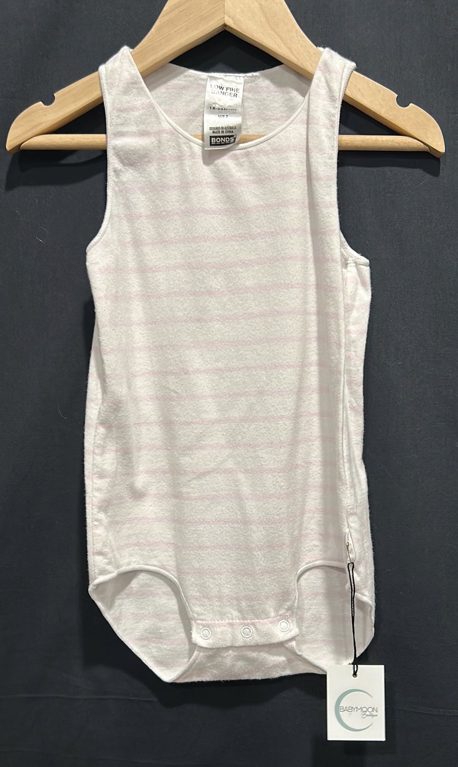 18-24m Bonds White Striped Onesie