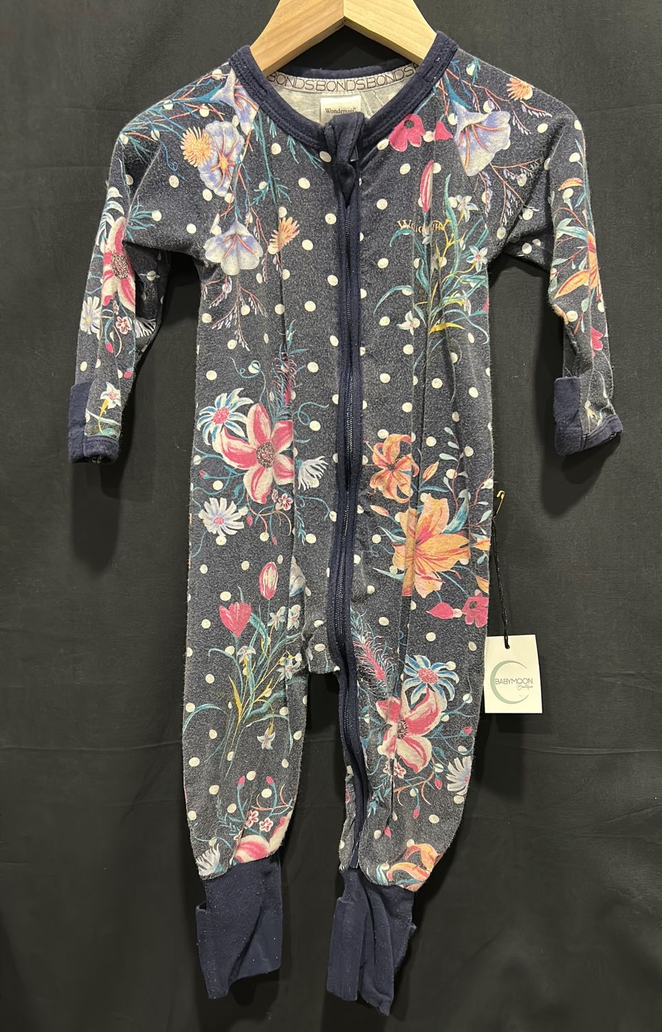 Used 6-12m Bonds Navy Floral Sleeper