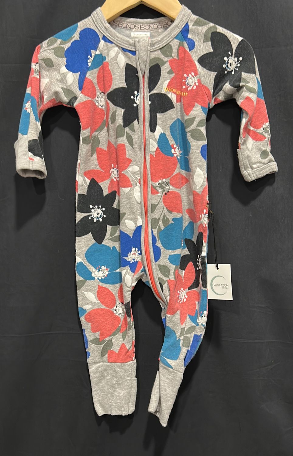 Used 3-6m Bonds Grey Floral Sleeper