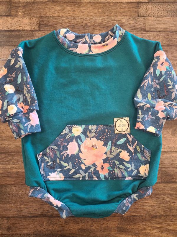 2pc Floral Bubble Romper Set