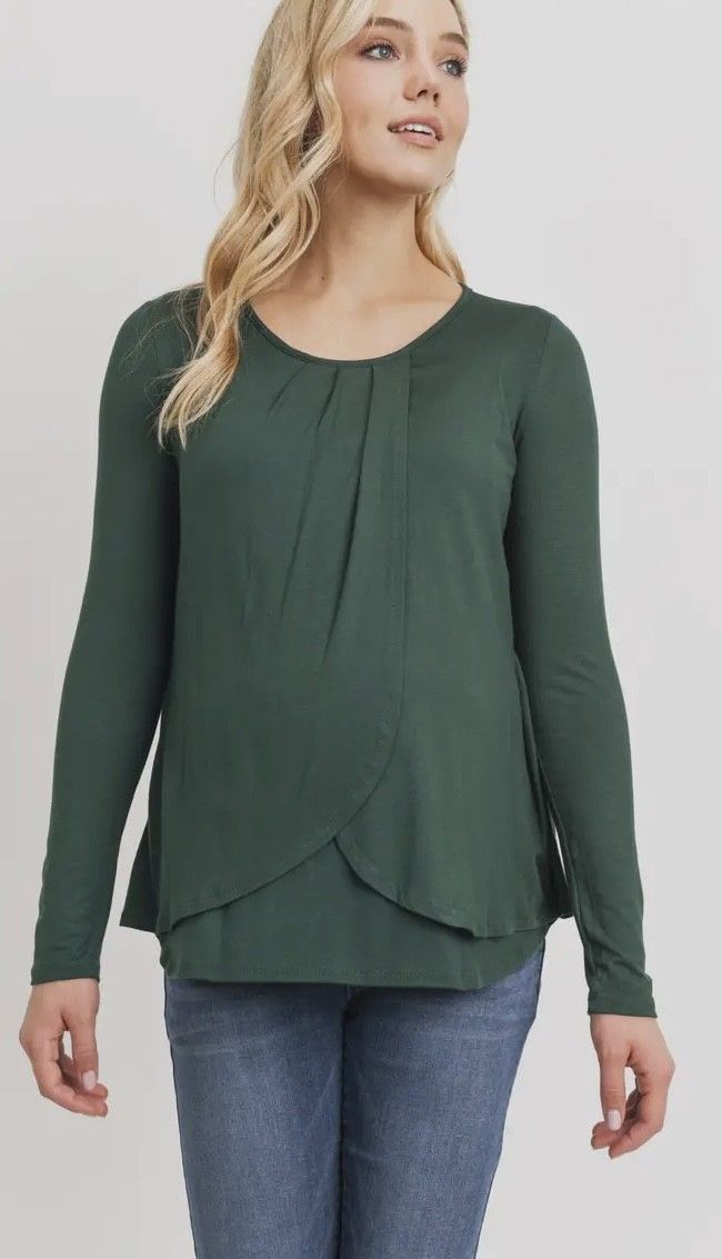 Green Overlap Nursing Top