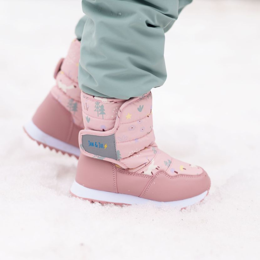Toasty Dry Puffy Winter Boots, Colour: Pink Forest, Size: 9