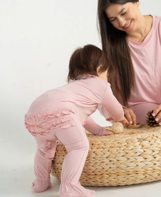 Coral Blush Ruffle Footie