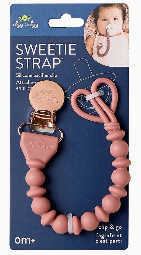 Sweetie Strap Pacifier Clips, Colour: Rosewood