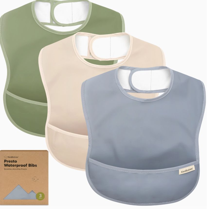 3-Pack Presto Waterproof Baby Bibs Slate