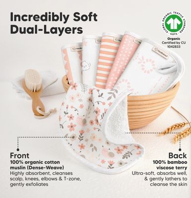 6-Pack Organic Cami Baby Washcloths Charm
