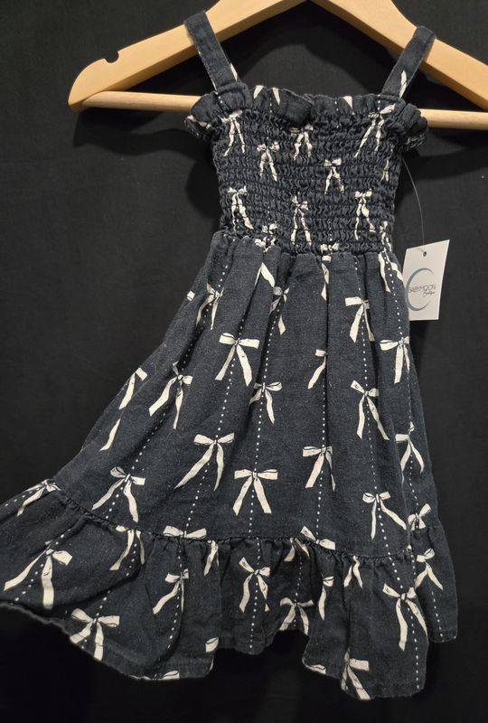 3-6m Mebie Baby Grey Bow Dress