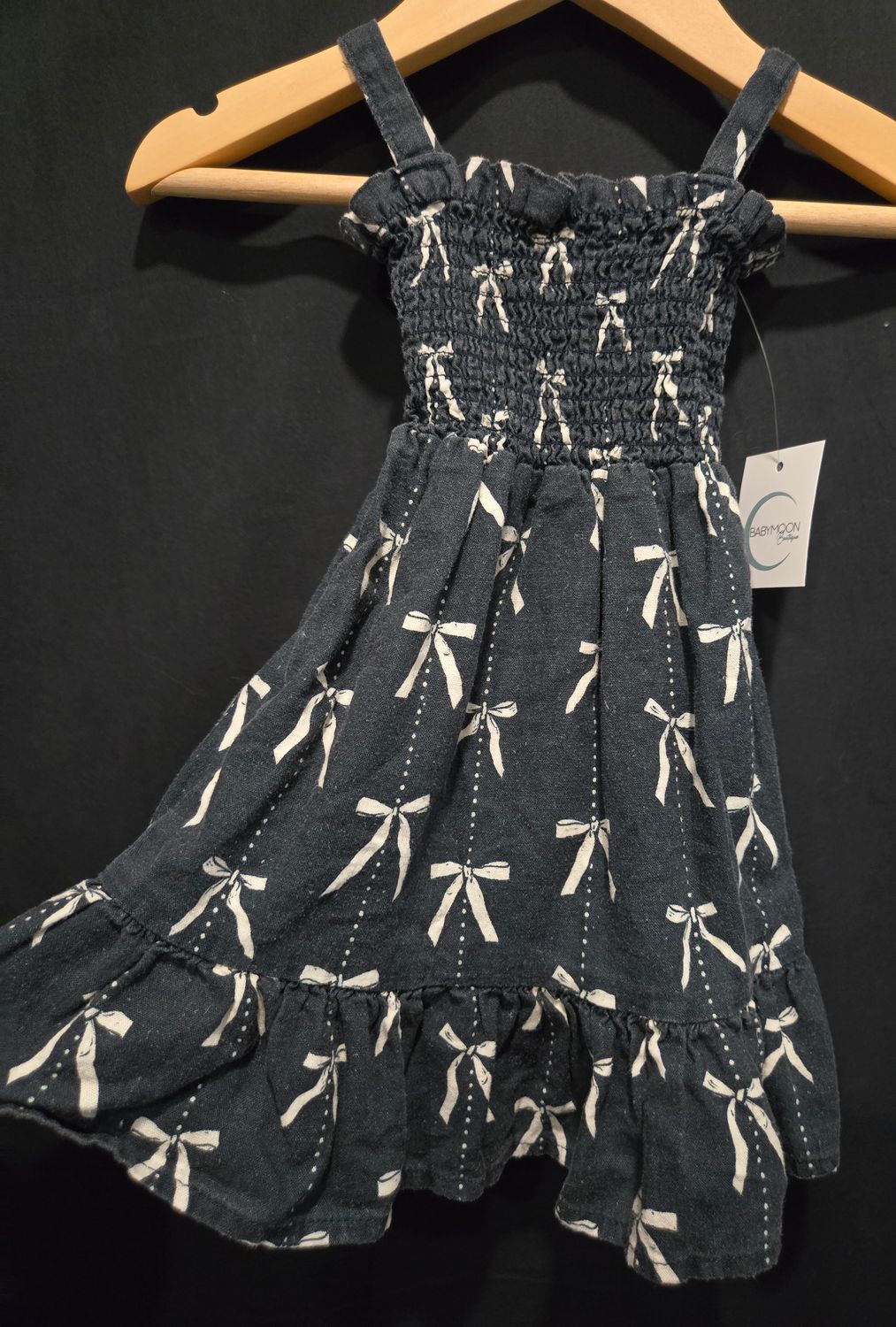 Used 3-6m Mebie Baby Grey Bow Dress