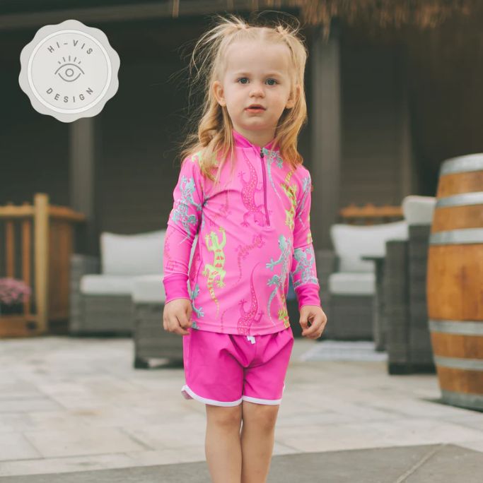 Kid's Trunks - Fuchsia Pink, White Trim