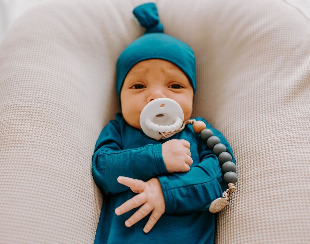 Blue Knotted Baby Gown With Hat