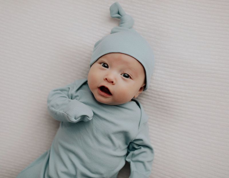 Blue Bird Knotted Baby Gown With Hat