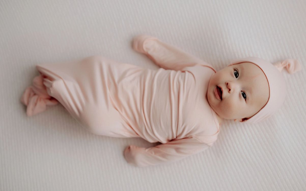 Pink Knotted Baby Gown With Hat