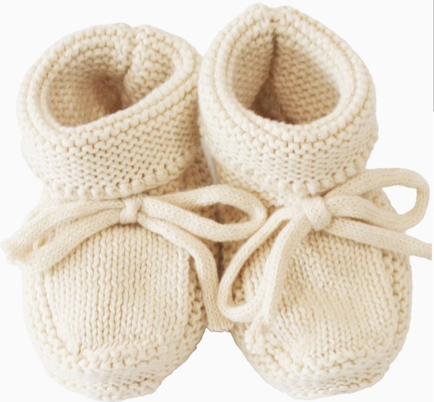 Knit Baby Booties Natural 0-6mth
