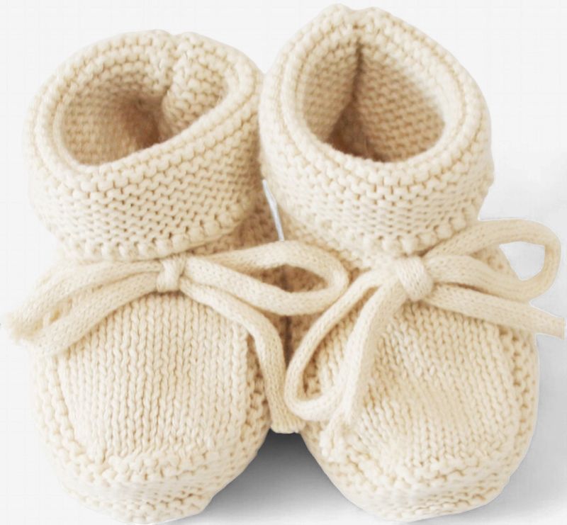 Knit Baby Booties Natural 0-6mth