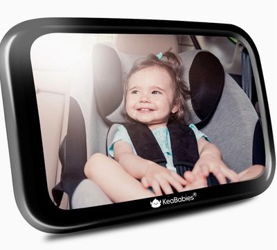 Baby Car Seat Mirror (Large, Sleek Black)