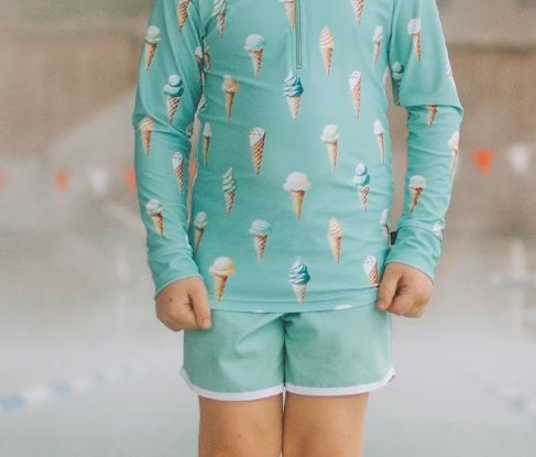 Kid's Trunks - Turquoise, White Trim