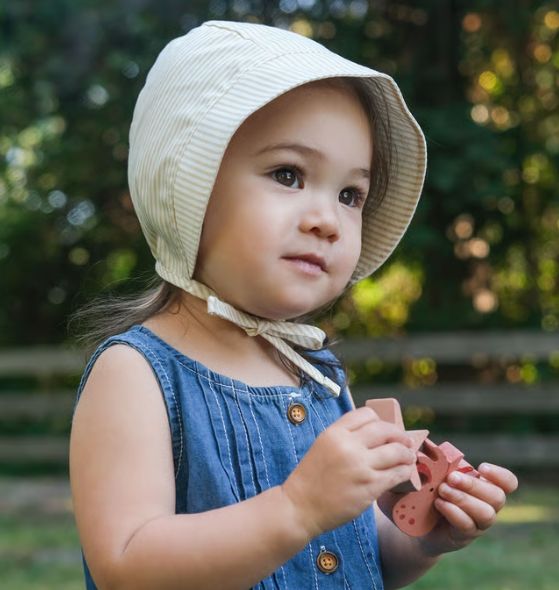 Baby Bonnet Beige Stripe