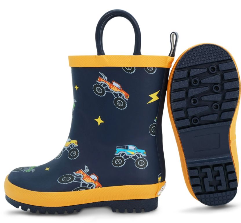Puddle-Dry Rain Boots, Colour: Big Trucks, Size: 5