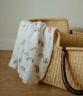 Organic Cotton Muslin Swaddle – Rainbow