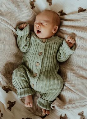 Sage Knit Romper 0-3m