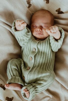 Sage Knit Romper 0-3m