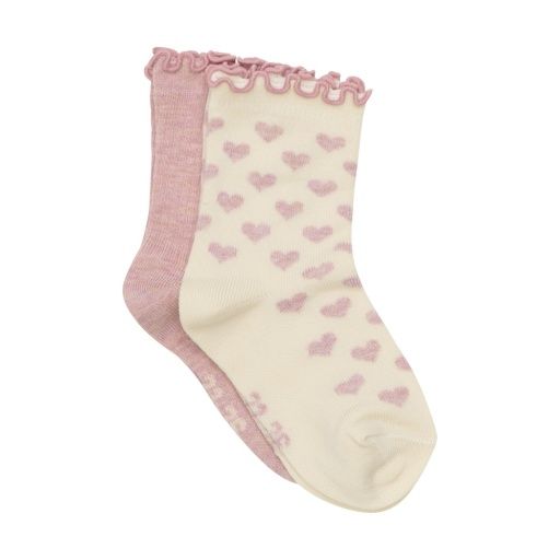 Lettuce Edge Socks 2pk, Colour: Light Rose, Size: 0-9m