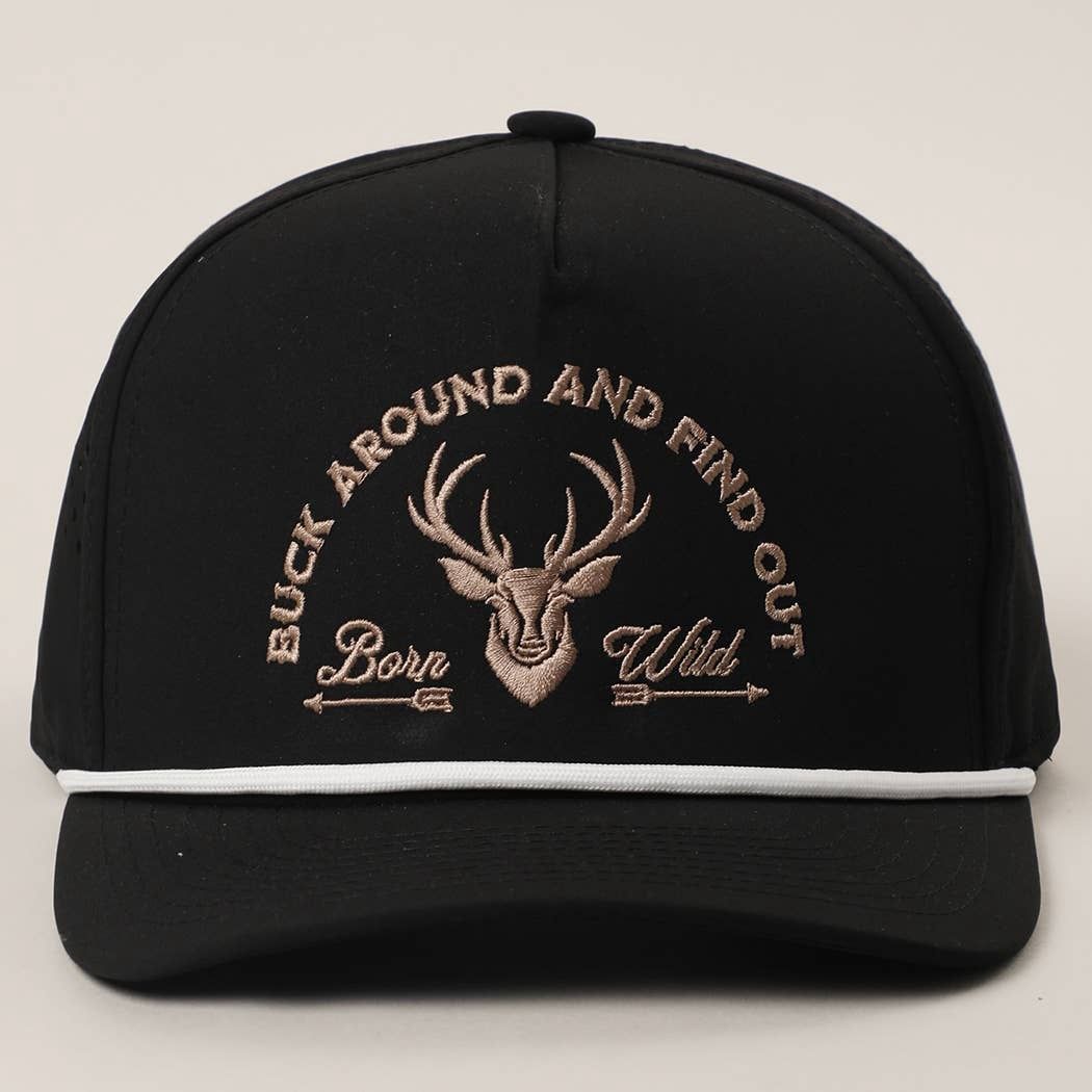 Buck Around And Find Out Trucker Hat : BLACK/BEIGE