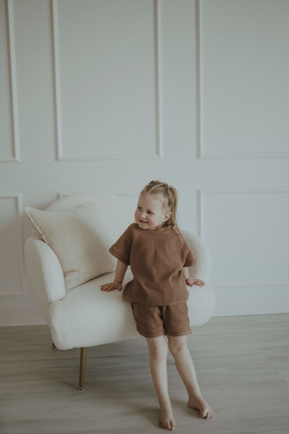 Brown Waffle Short Set, Size: 12-18m