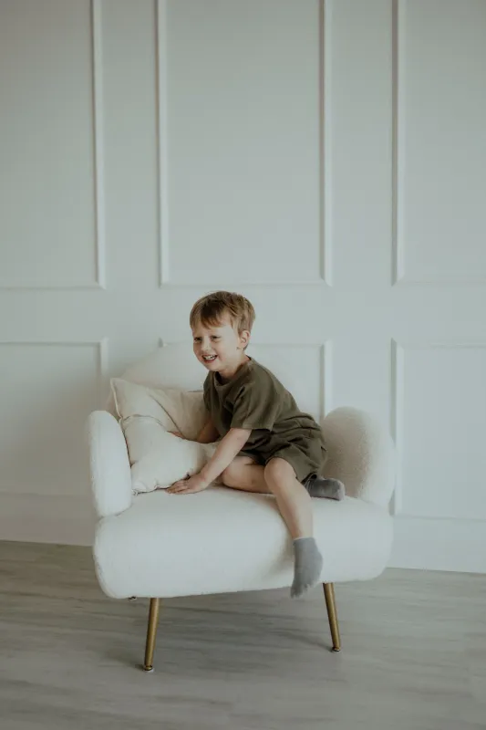 Olive Waffle Short Set 2T left