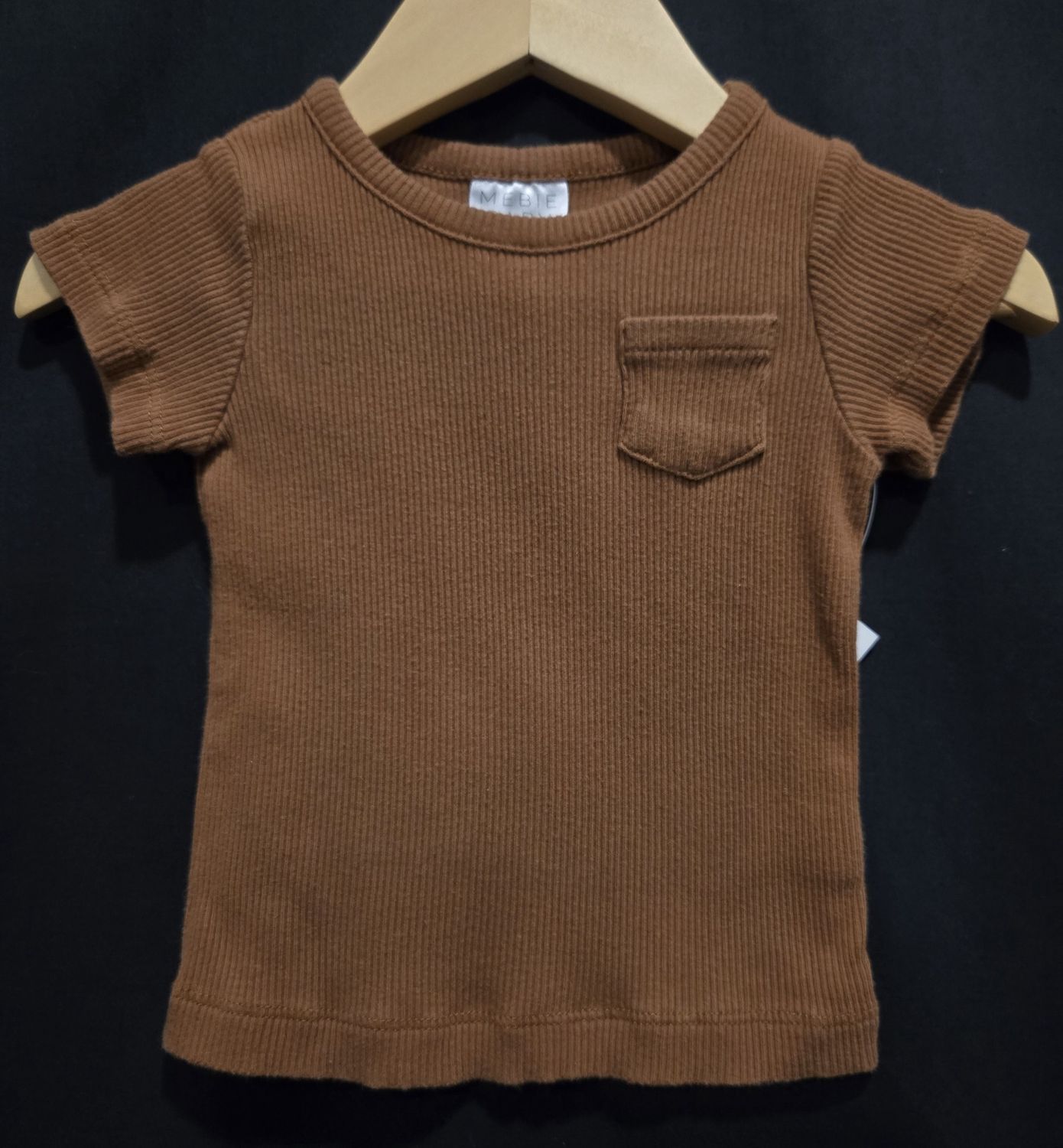Used 3-6m Mebie Baby Brown Ribbed Tshirt