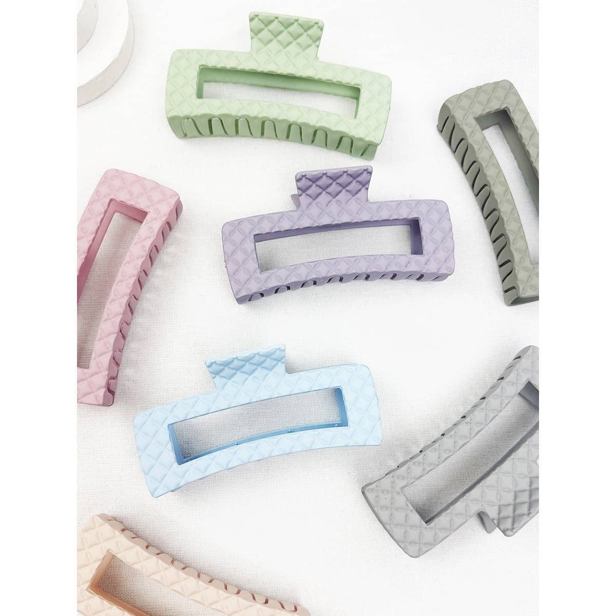 Matte Embossed Jumbo Cut Out Rectangle Hair Clips