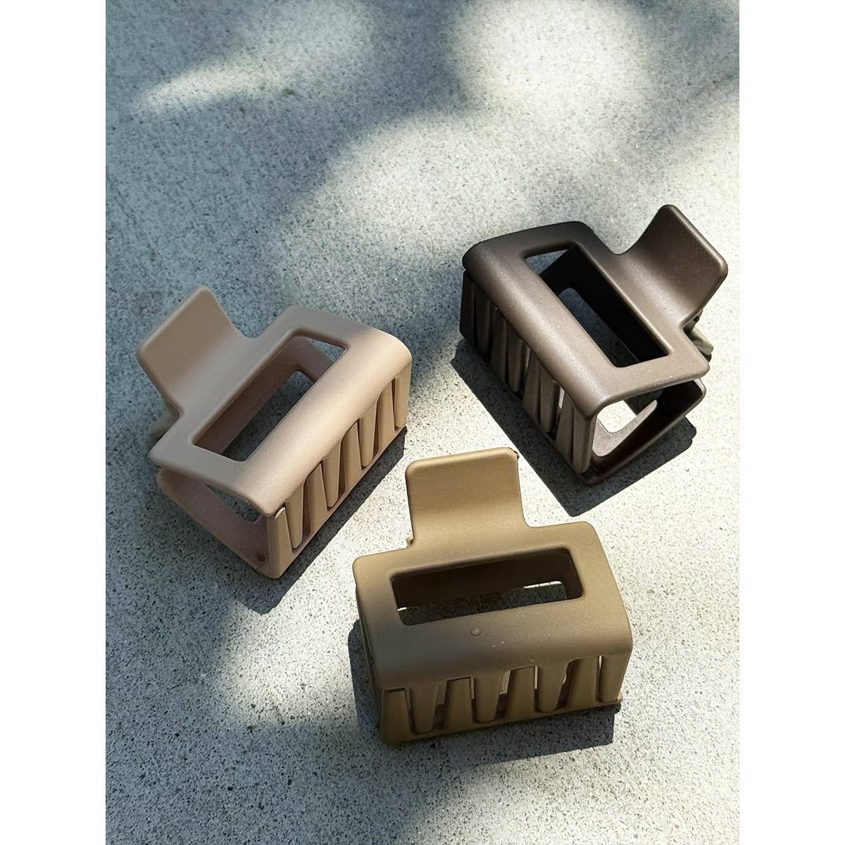 Neutral Color Small Size  Rectangle Hair Claw Set