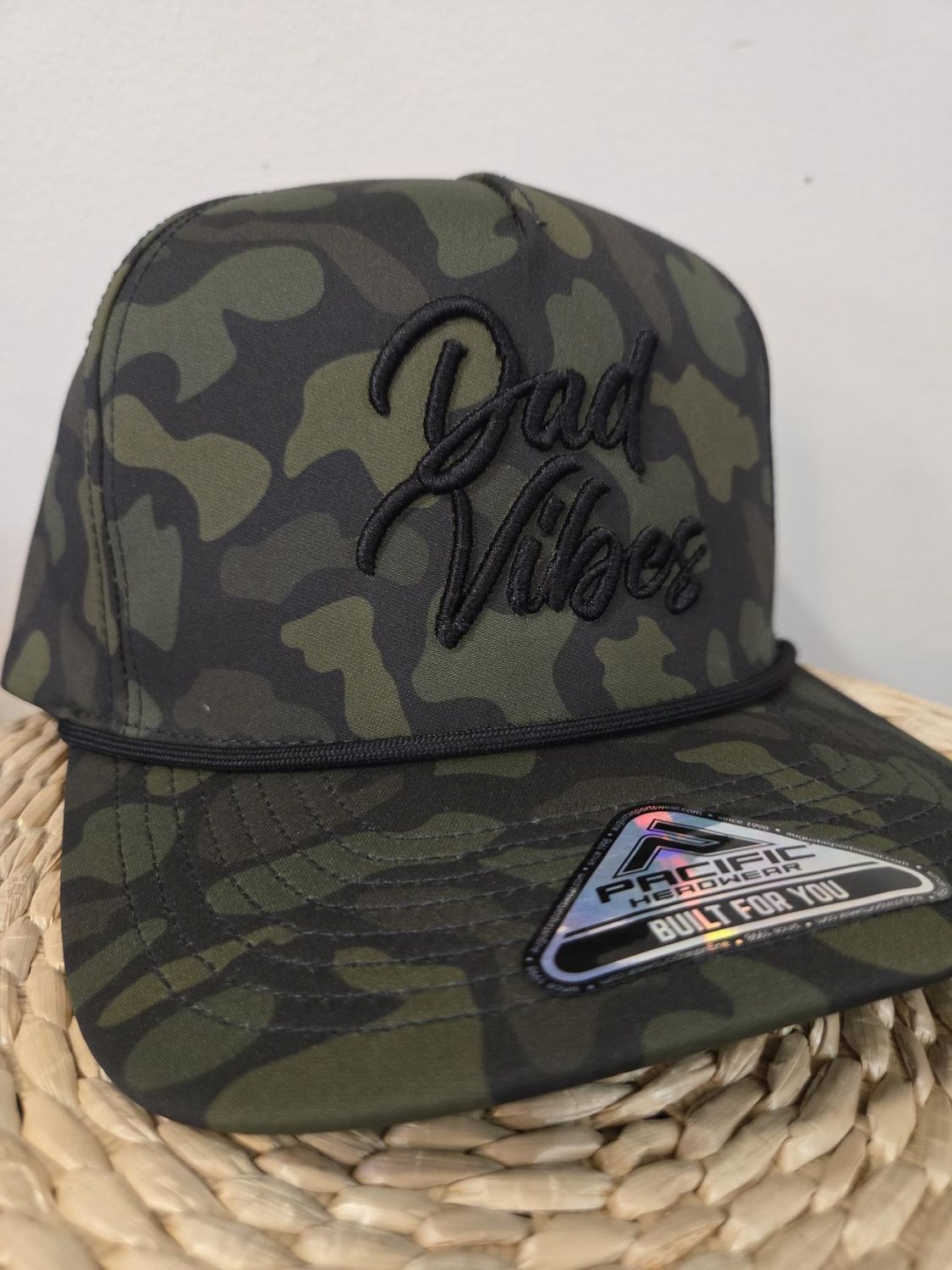 Dad Vibes Rope Snapback, Colour: Dark Green Camo