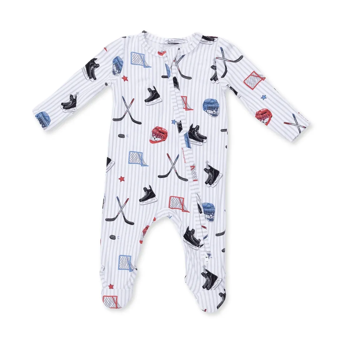 Hockey Stripe - 2 Way Zipper Footie, Size: NB