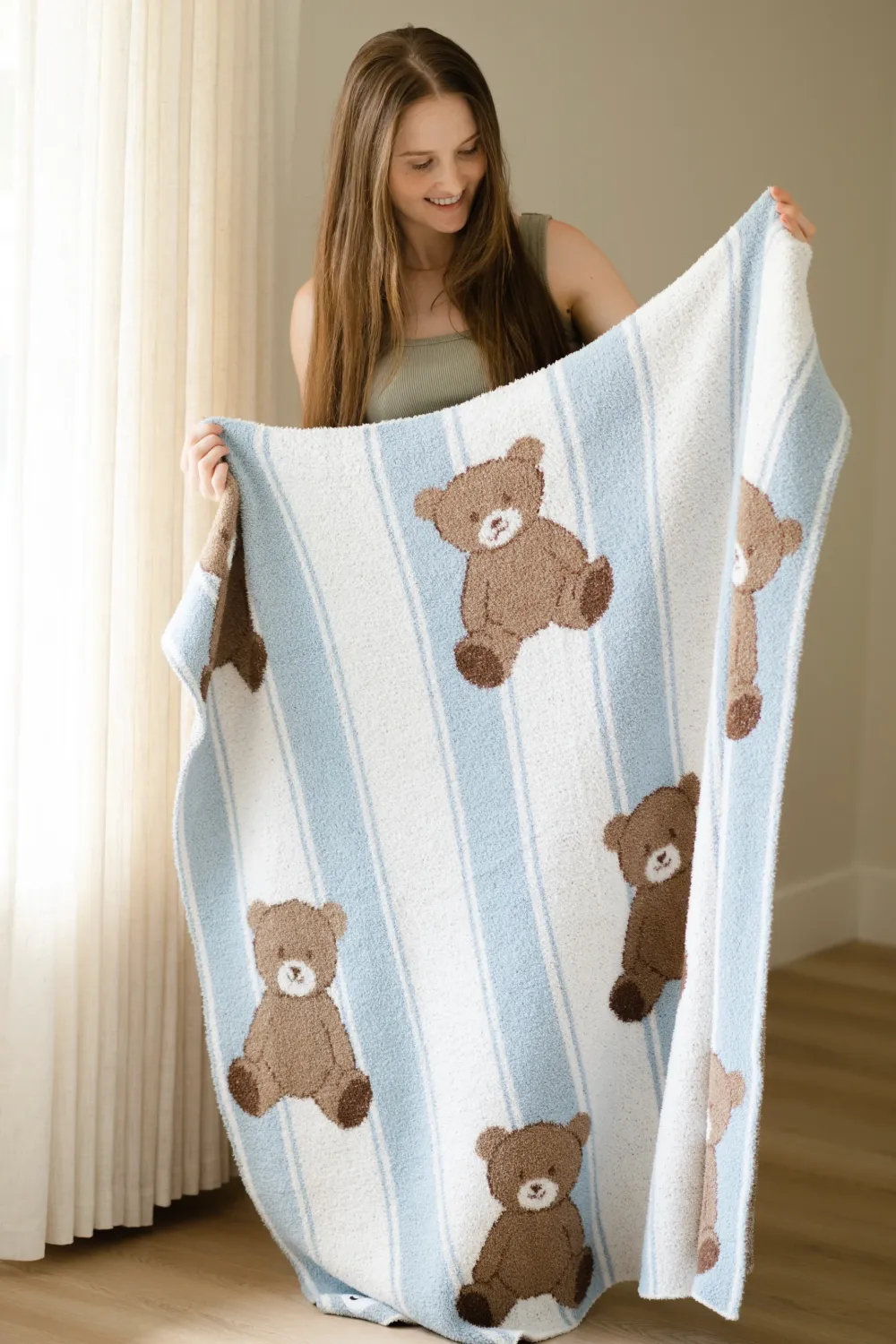 Luna Bear Blanket 45x45, Colour: Blue