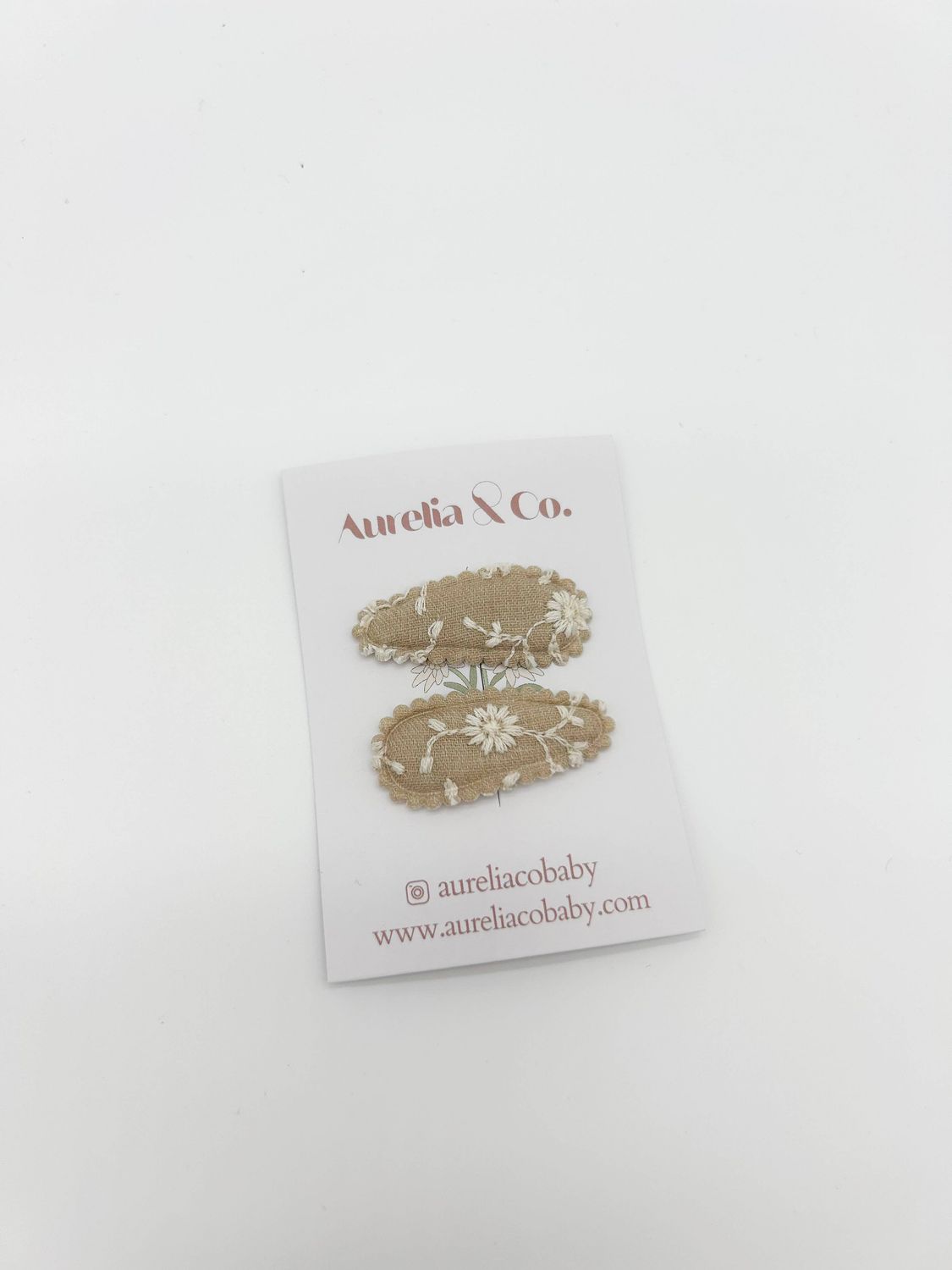 Mini Floral Baby Fabric Hair Barrettes: Beige